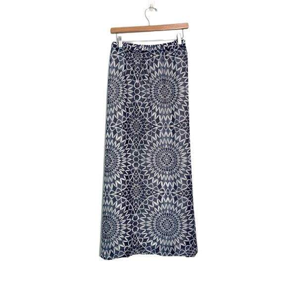 Gap Blue Abstract Print Lined A-Line Maxi Skirt Elastic Waist Large - Picture 3 of 10